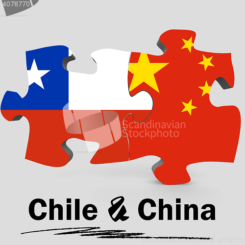 Image of China and Chile flags in puzzle 