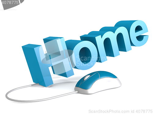 Image of Home word with blue mouse