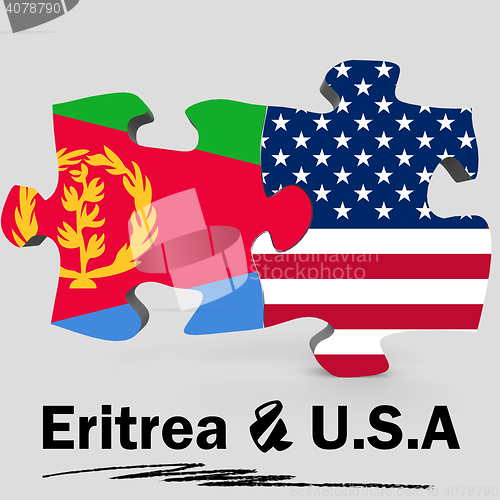 Image of USA and Eritrea flags in puzzle 