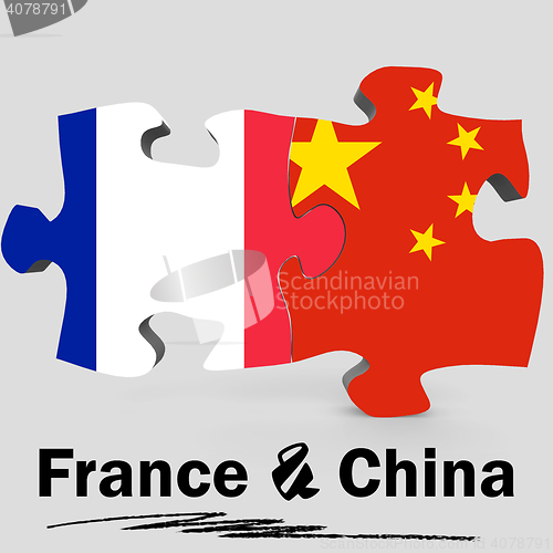 Image of China and France flags in puzzle 