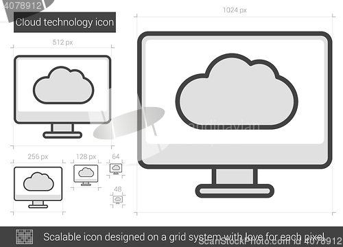 Image of Cloud technology line icon.