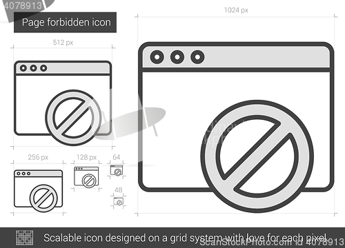 Image of Page forbidden line icon.