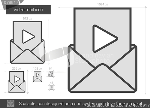 Image of Video mail line icon.