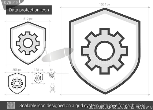 Image of Data protection line icon.