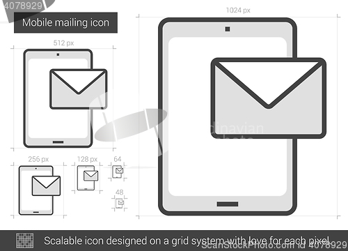 Image of Mobile mailing line icon.