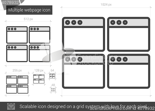 Image of Multiple webpage line icon.