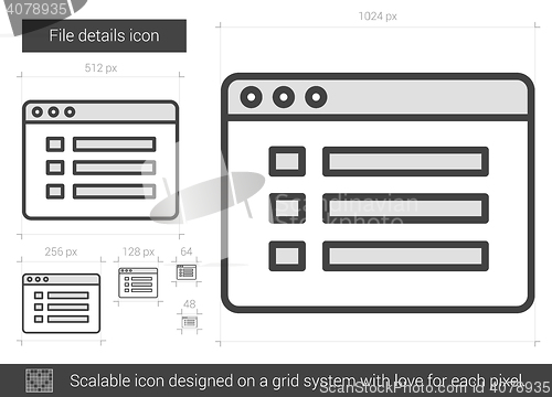 Image of File details line icon.