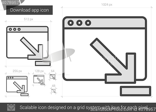 Image of Download app line icon.