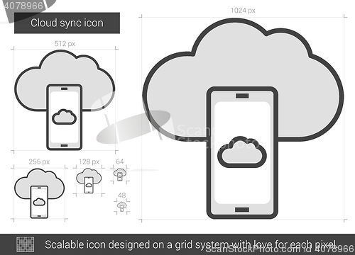 Image of Cloud sync line icon.