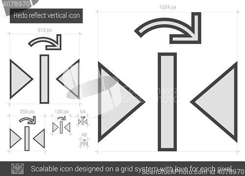 Image of Redo reflect vertical line icon.