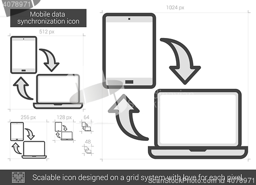 Image of Mobile data synchronization line icon.