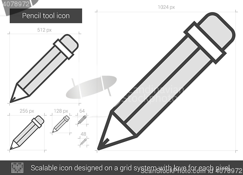 Image of Pencil tool line icon.