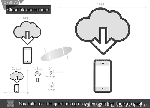Image of Cloud file access line icon.