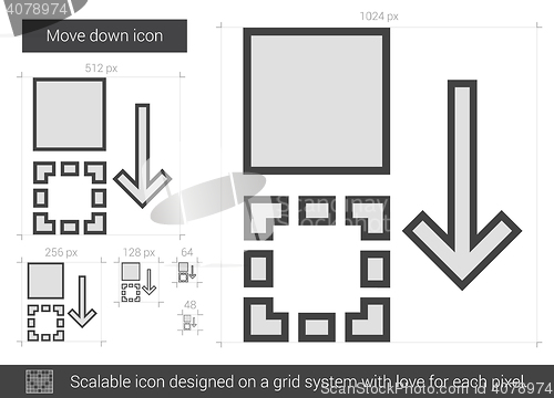 Image of Move down line icon.