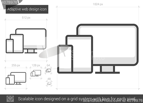 Image of Adaptive web design line icon.
