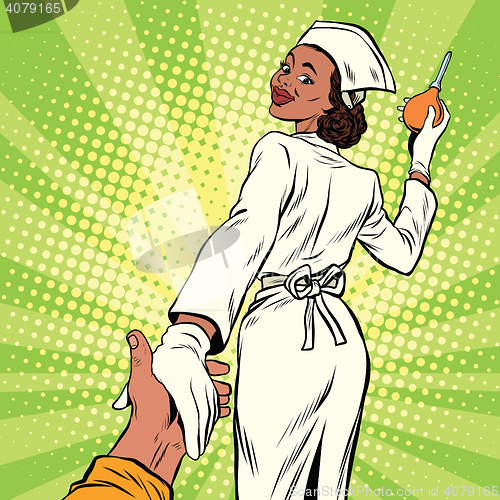 Image of Nurse with enema, follow me