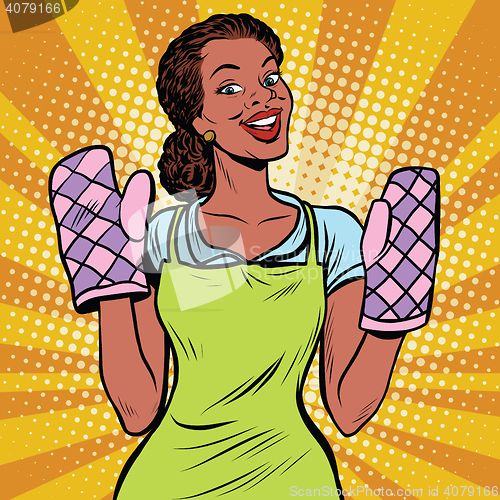 Image of Beautiful housewife mittens for cooking