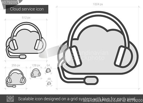 Image of Cloud service line icon.