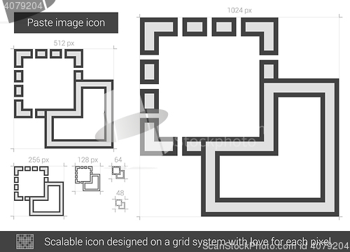 Image of Paste image line icon.