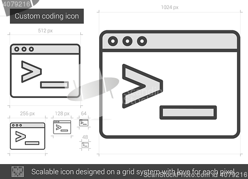 Image of Custom coding line icon.