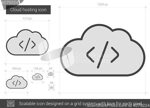 Image of Cloud hosting line icon.