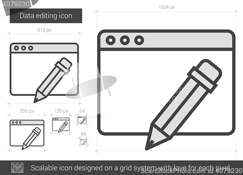 Image of Data editing line icon.