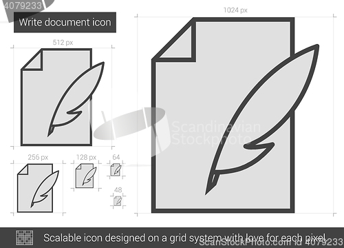 Image of Write document line icon.