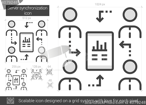 Image of Server synchronization line icon.