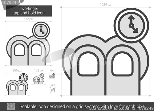 Image of Two-finger tap and hold line icon.