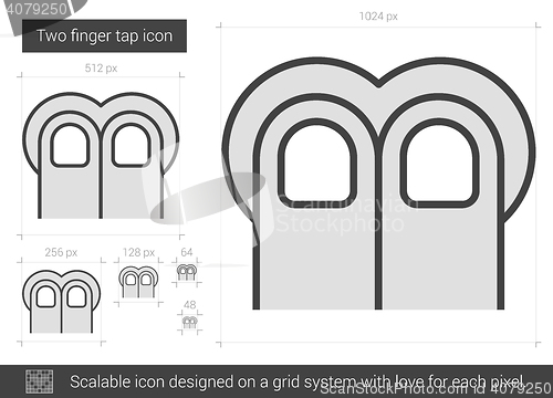 Image of Two-finger tap line icon.