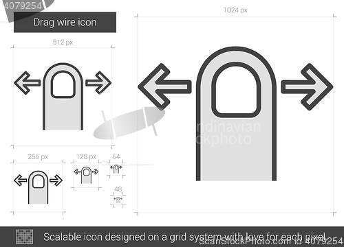 Image of Drag wire line icon.