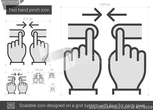 Image of Two hand pinch line icon.