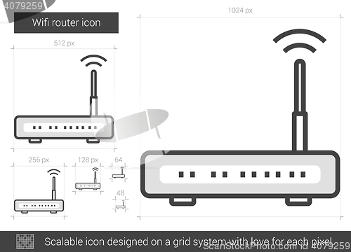 Image of Wifi router line icon.