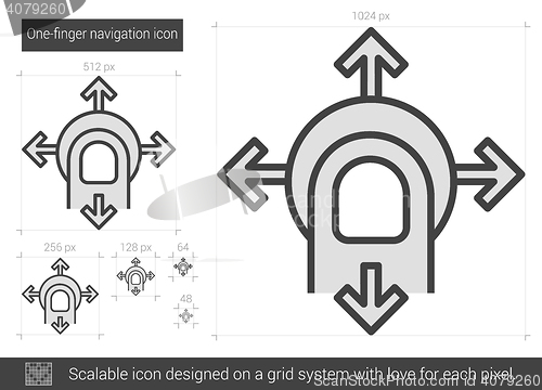 Image of One-finger navigation line icon.