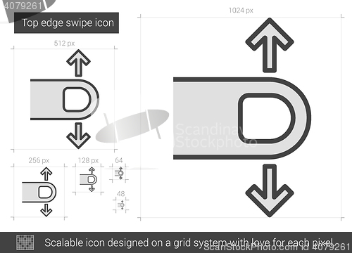 Image of Top edge swipe line icon.
