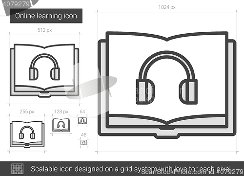 Image of Online learning line icon.