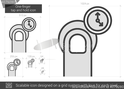 Image of One-finger tap and hold line icon.