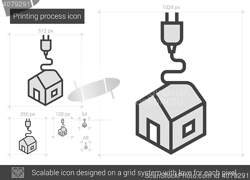 Image of Printing process line icon.