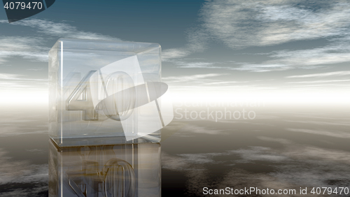 Image of number forty in glass cube under cloudy sky - 3d rendering