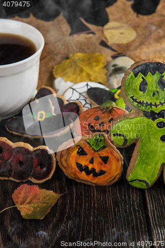 Image of Homemade delicious ginger biscuits for Halloween