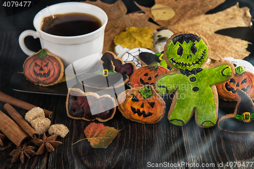 Image of Homemade delicious ginger biscuits for Halloween