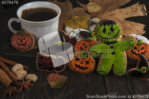 Image of Homemade delicious ginger biscuits for Halloween