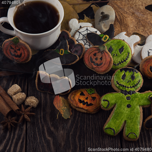 Image of Homemade delicious ginger biscuits for Halloween