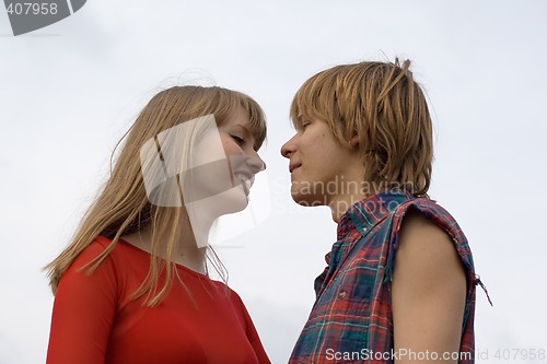 Image of Portrait of the young couple outdoor 3