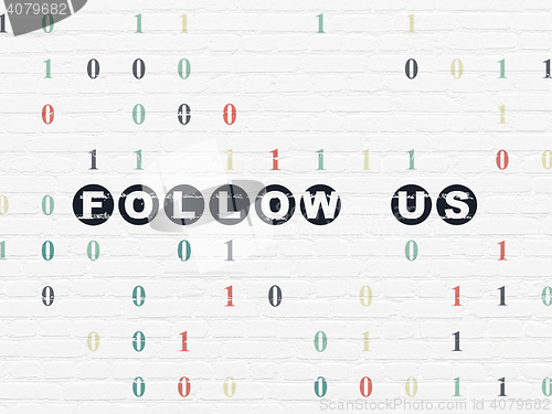 Image of Social media concept: Follow us on wall background