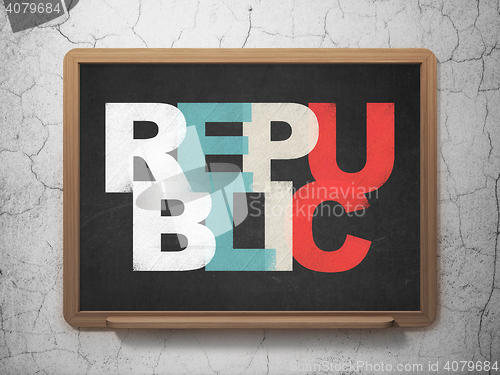 Image of Political concept: Republic on School board background