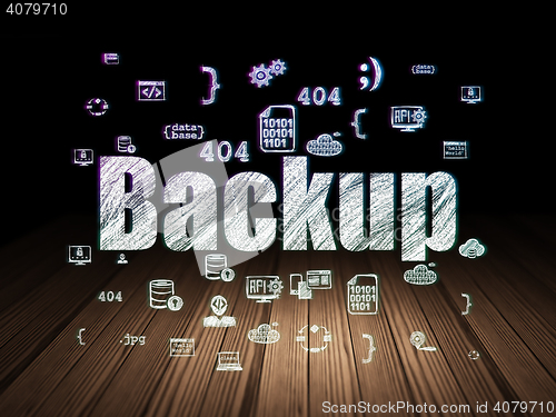 Image of Database concept: Backup in grunge dark room