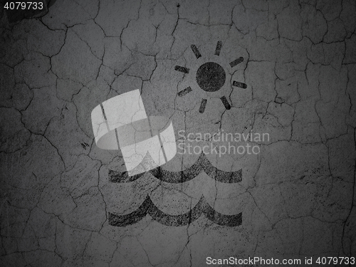 Image of Travel concept: Beach on grunge wall background