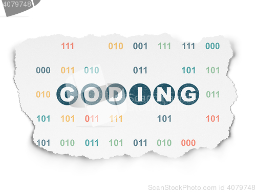 Image of Programming concept: Coding on Torn Paper background
