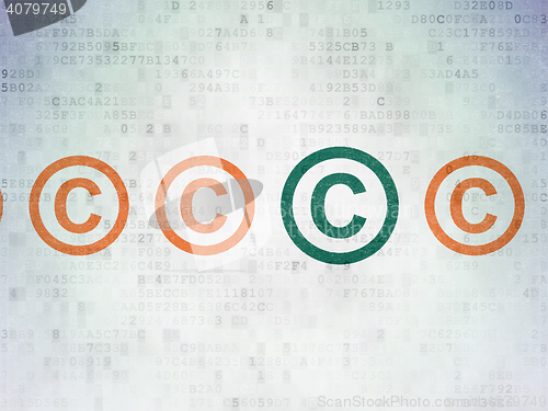 Image of Law concept: copyright icon on Digital Data Paper background